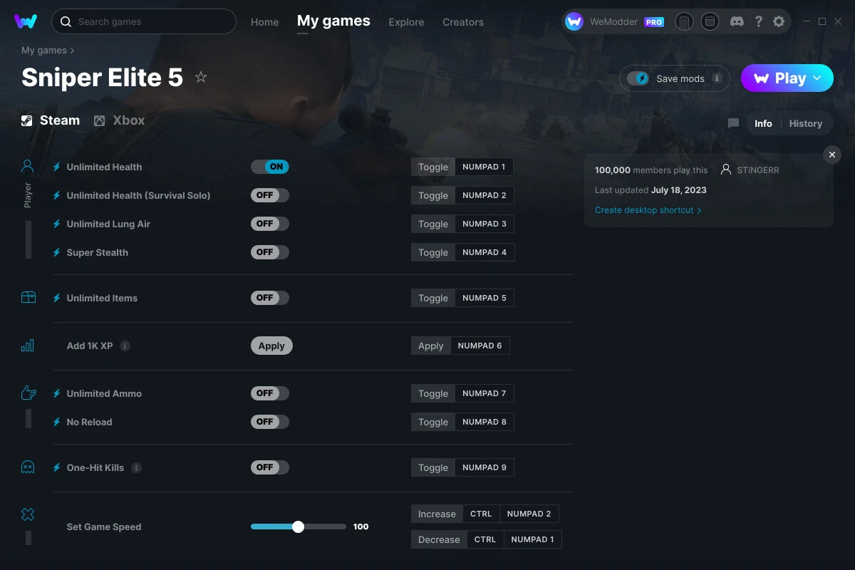 Sniper Elite 5 "Трейнер +9" [UPD: 27.07.2023] {STiNGERR / WeMod}