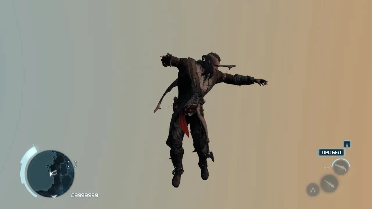 Глюк в игре Assassin's Creed 3. конор танцует в воздухе