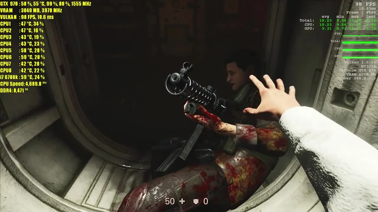 Wolfenstein II The New Colossus GTX 970 OC | 1080p Mein Leben! Настройки. Тест производительности