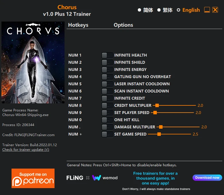 Chorus: Трейнер/Trainer (+12) [1.0] {FLiNG}
