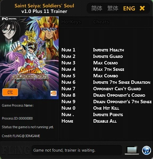 Saint Seiya: Soldiers Soul: Трейнер/Trainer (+11) [1.0] {FLiNG}