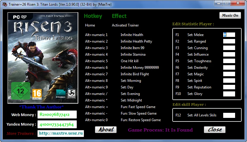 Risen 3: Titan Lords: Трейнер/Trainer (+26) [1.0.90.0 - 32-Bit] {MaxTre}
