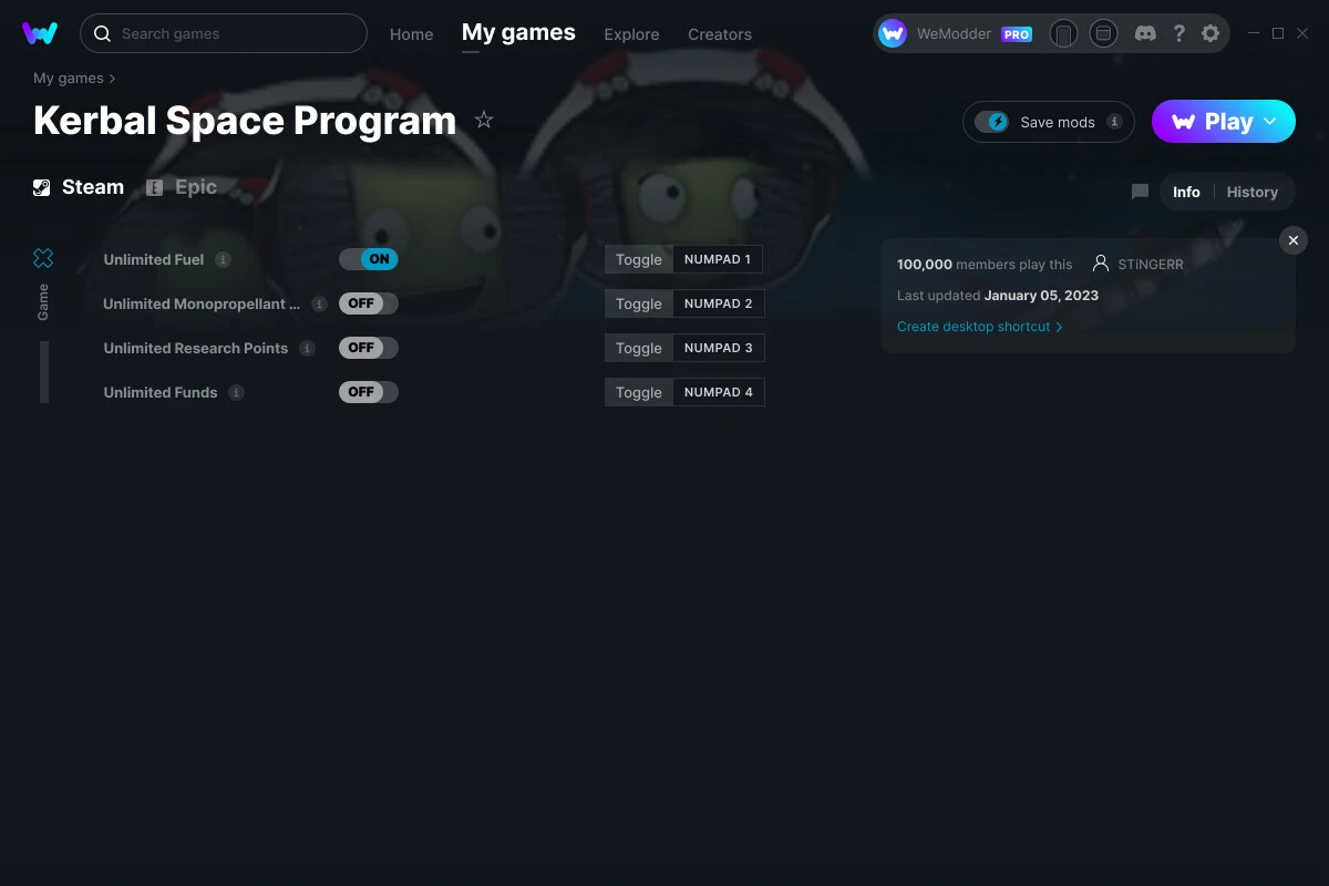 Kerbal Space Program "Трейнер +4" [UPD: 05.01.2023] {STiNGERR / WeMod}