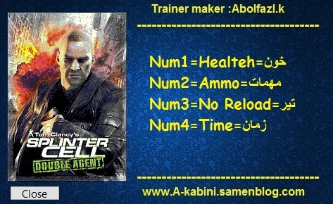 Tom Clancy's Splinter Cell: Double Agent : Трейнер/Trainer (+4) [v1.02] {Abolfazl.k}