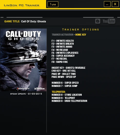 Call of Duty ~ Ghosts: Трейнер/Trainer (+16) [Update: 01.03.2015] {LinGon}