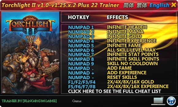 Torchlight 2: Трейнер/Trainer (+22) [1.9.5.1 ~ 1.25.x.2] {FLiNG}