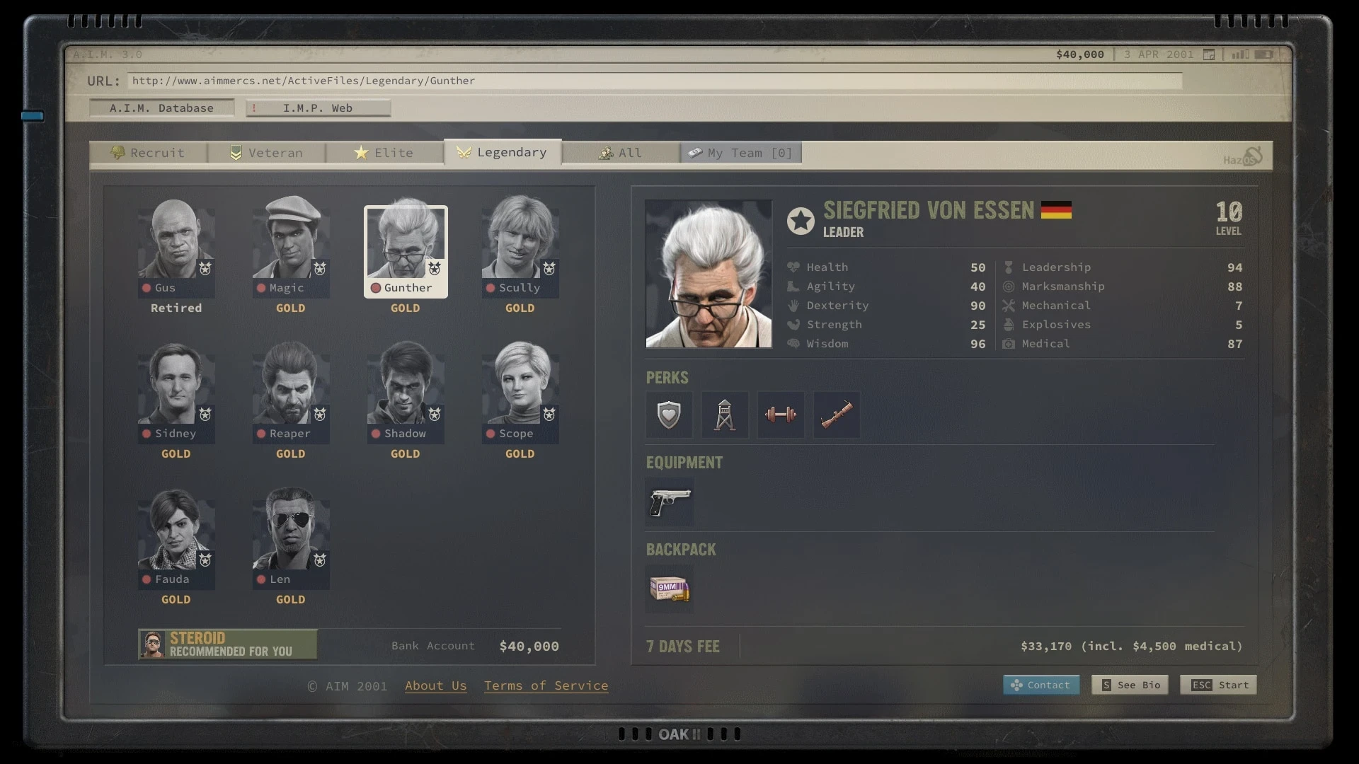 Jagged Alliance 3 "Наёмник - Зигфрид фон Эссен"