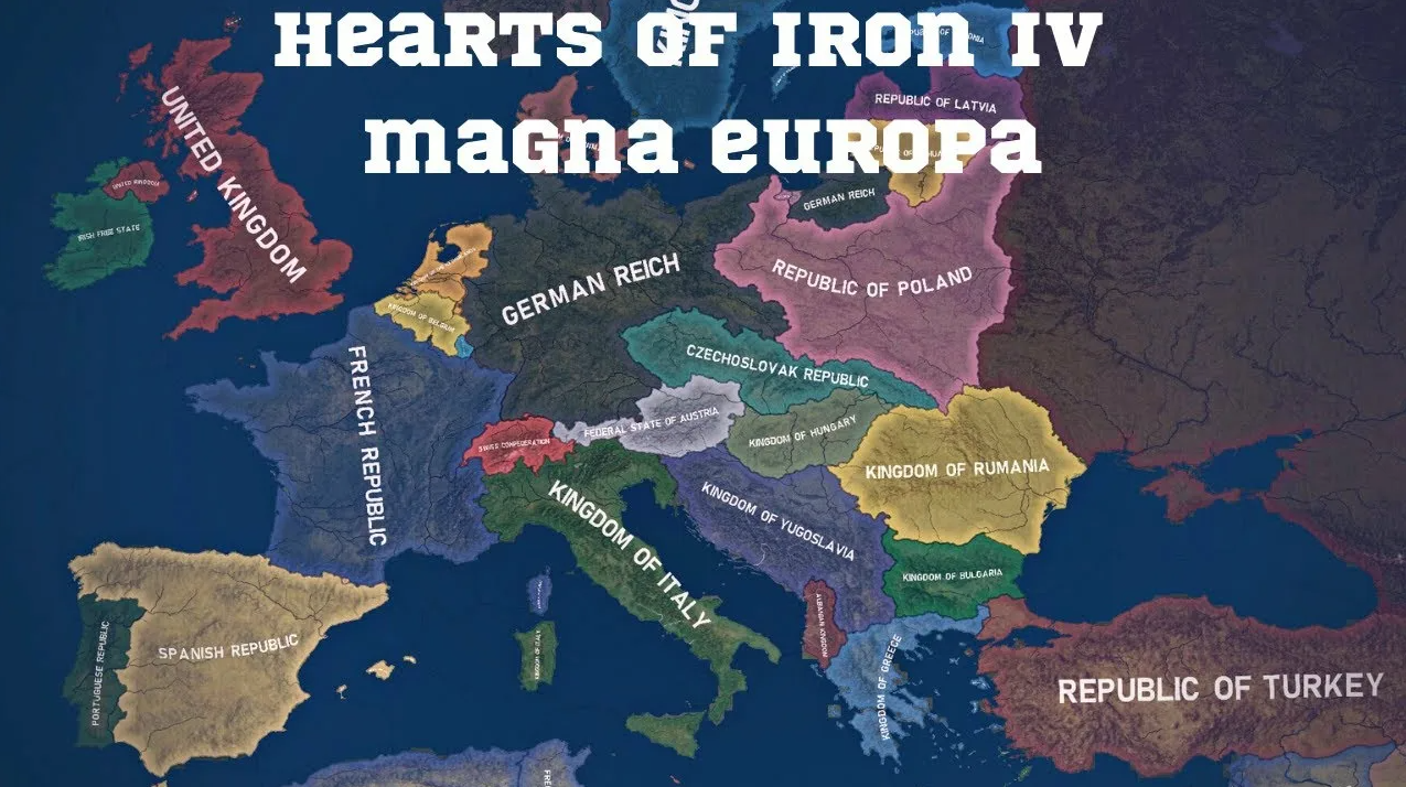 Hearts of Iron 4 "Большая карта Европейского континента - Magna Europa: Reloaded"