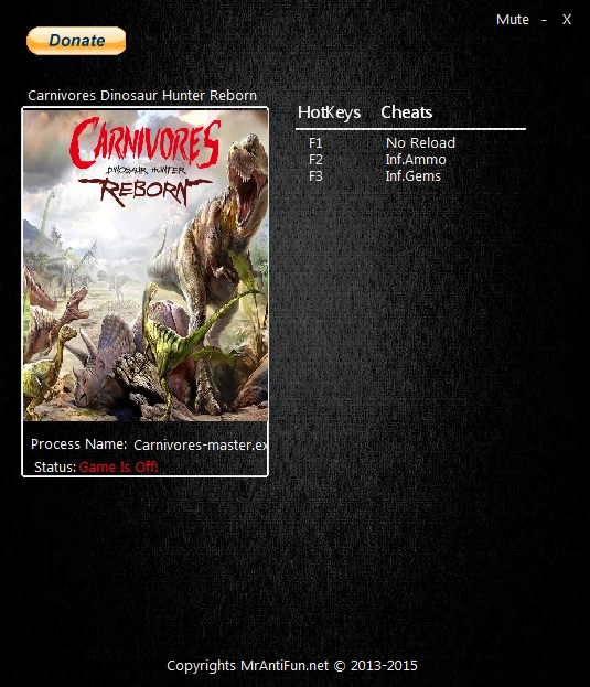 Carnivores: Dinosaur Hunter Reborn: Трейнер/Trainer (+3) [1.0] {MrAntiFun}