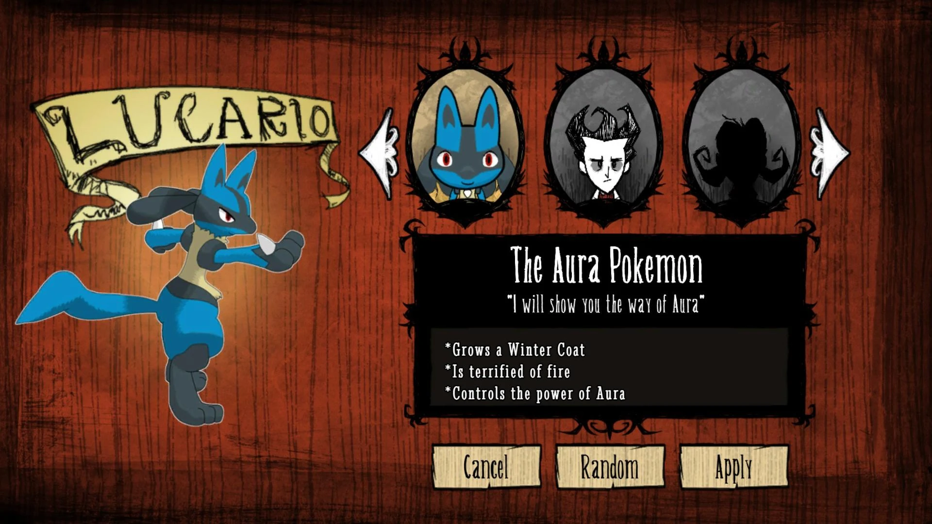 Don't Starve "[Character] Lucario (Don't Starve Edition) 1.11"