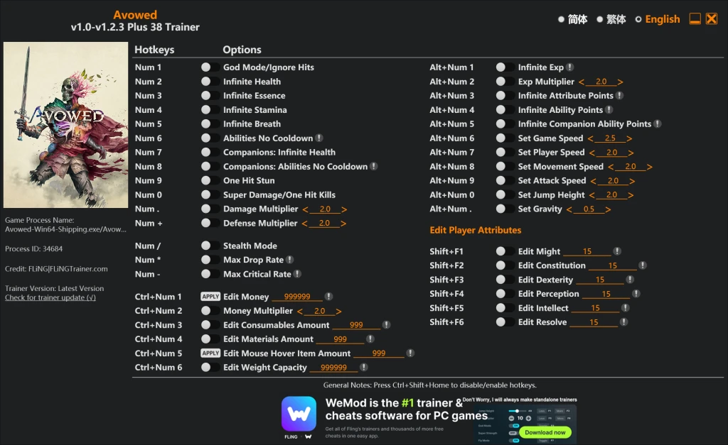 Avowed "Трейнер +38" [1.0 - 1.3.1] {FLiNG}