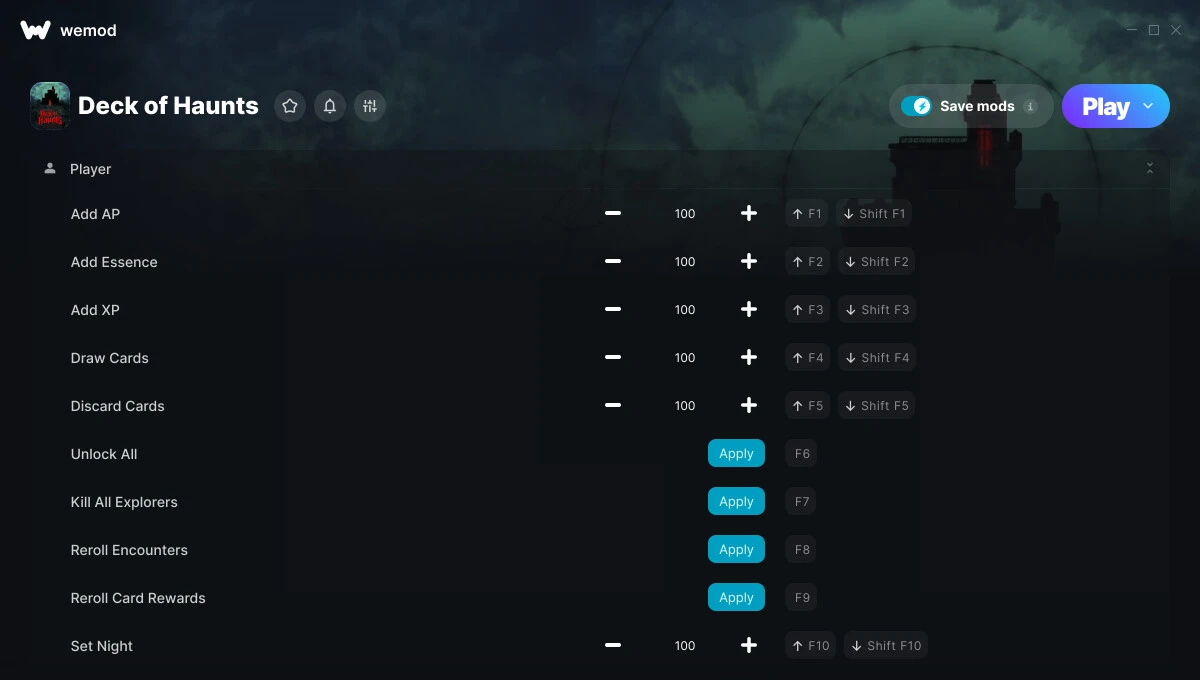 Deck of Haunts "Трейнер +11 от WeMod: Опыт, эссенция, карты и пр"