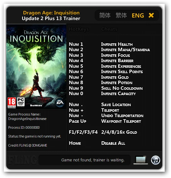 Dragon Age: Inquisition: Трейнер/Trainer (+13) [Update 2] {FLiNG}