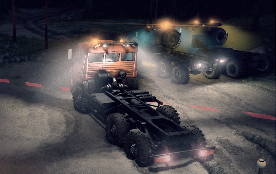 Spintires "Рабочее освещение разных цветов и мигалки на всех грузовиках (новая версия игры 04.02.15)"