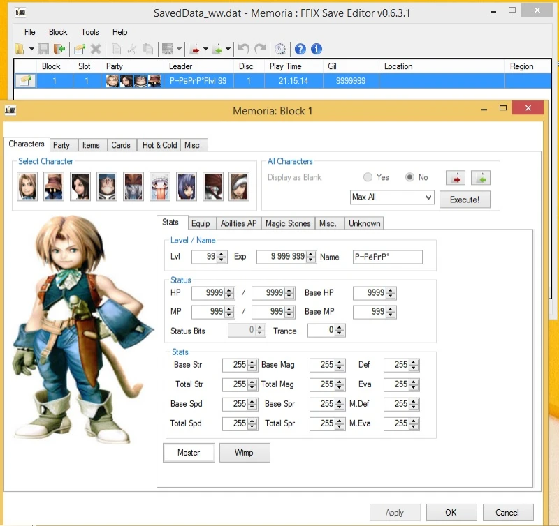 Final Fantasy 9: Редактор Сохранений / Save Editor