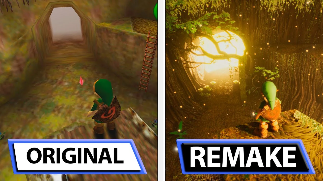 The Legend of Zelda: Ocarina of Time - сравнение оригинала и фанатского ремейка на Unreal Engine 5