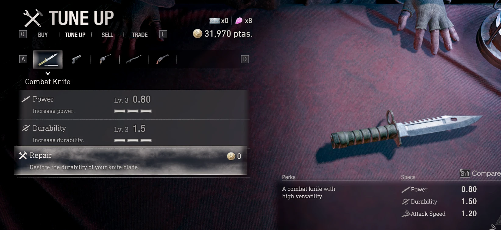 Resident Evil 4 Remake "Бесплатный ремонт ножей и брони"