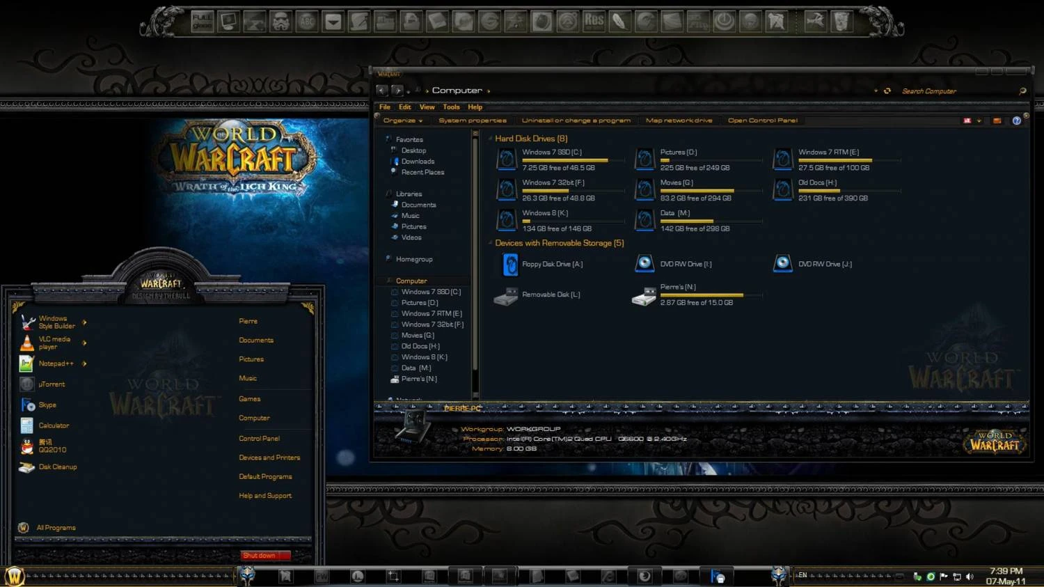 World of Warcraft "Windows Тема"
