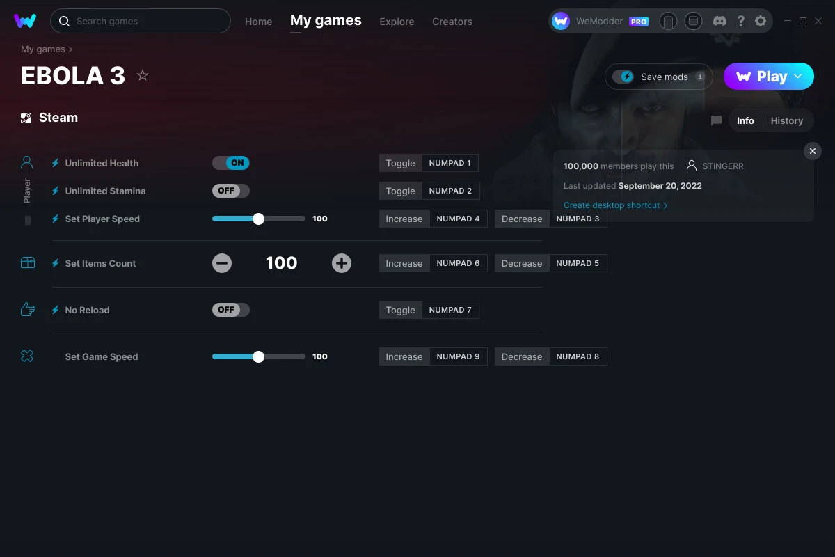 EBOLA 3 "Трейнер +6" [UPD: 20.09.2022] {STiNGERR / WeMod}