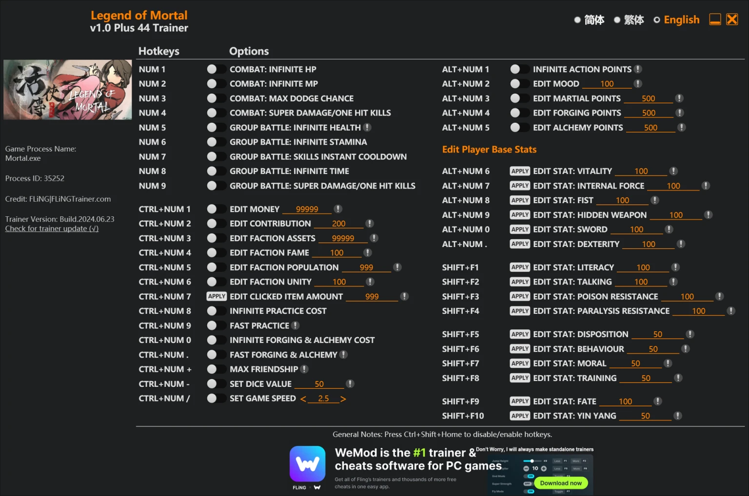Legend of Mortal "Трейнер +44 от FLiNG: Здоровье, мана, выносливость и пр" [1.0 - UPD: 17.09.2025]