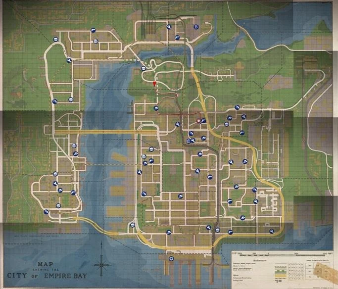 Mafia 2: "Карта города с магазинами и гаражами"