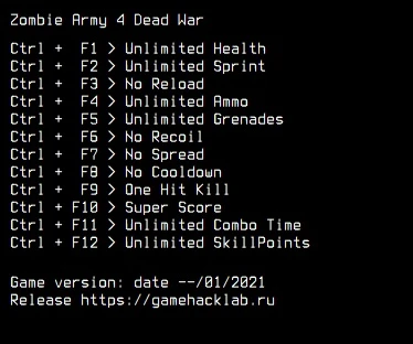 Zombie Army 4 Dead War: Трейнер/Trainer (+12) [EpicGames] {LIRW / GHL}