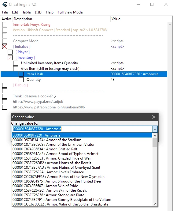 Immortals: Fenyx Rising: Таблица для Cheat Engine [UPD:05.12.20] {SunBeam/CJBok}