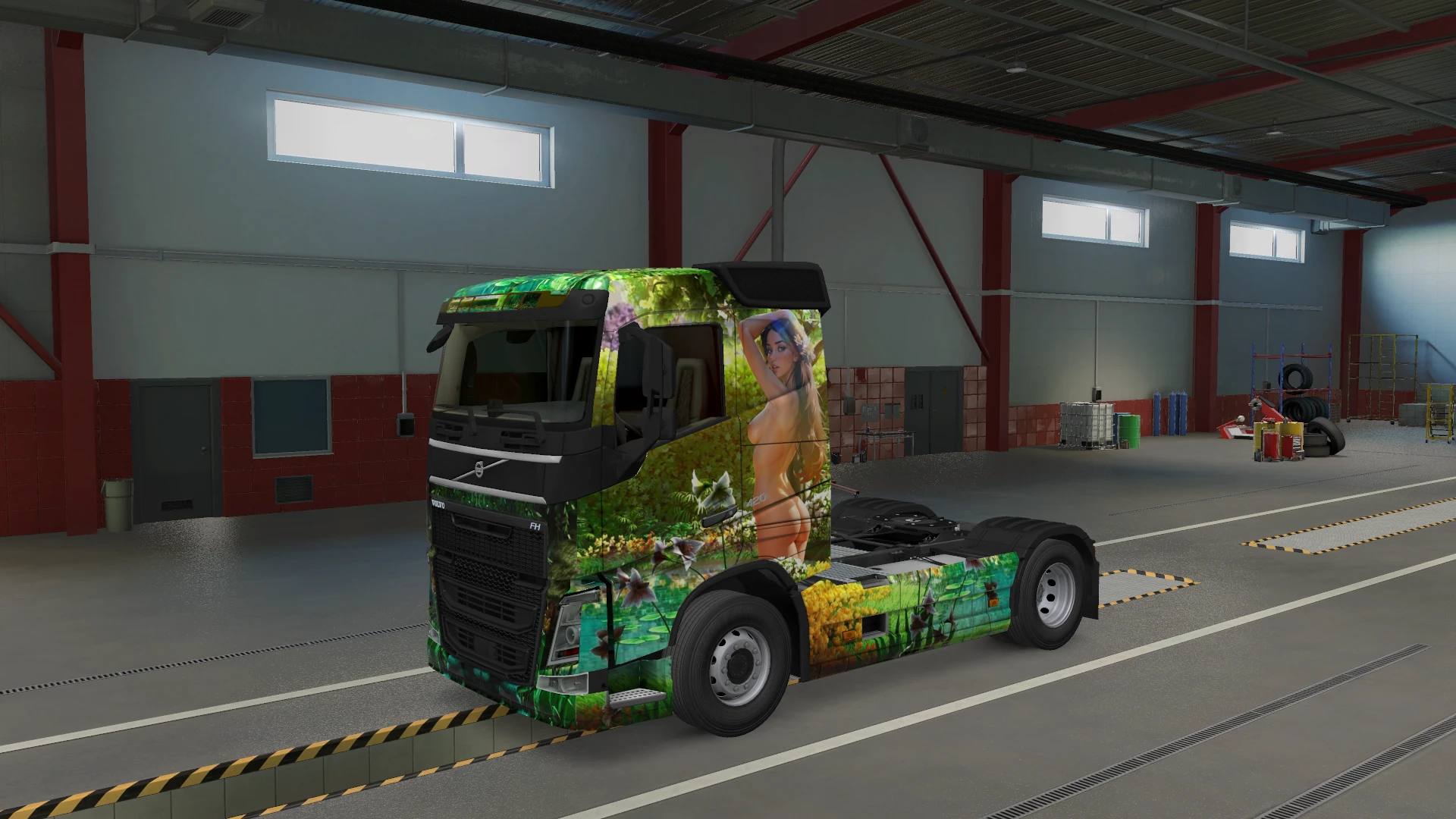 Euro Truck Simulator 2 "Эротический скин Volvo FH с девушкой в саду"