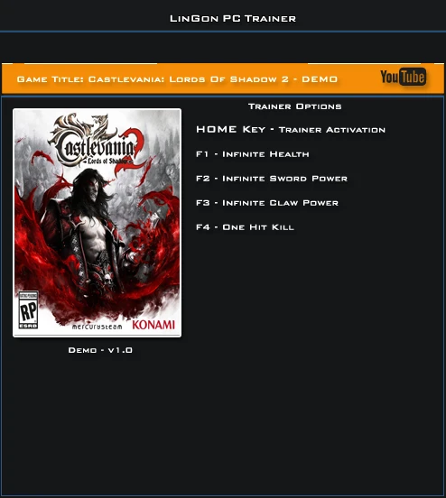 Castlevania ~ Lords of Shadow 2 DEMO: Трейнер/Trainer (+4) [1.0] {LinGon}
