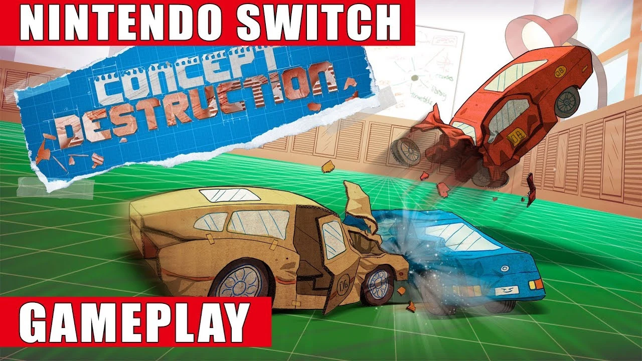Видео игрового процесса авто-битв на картонных машинках Concept Destruction