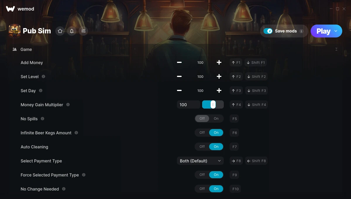 Pub Sim "Трейнер +22" [UPD: 01.08.2025] {system / WeMod}