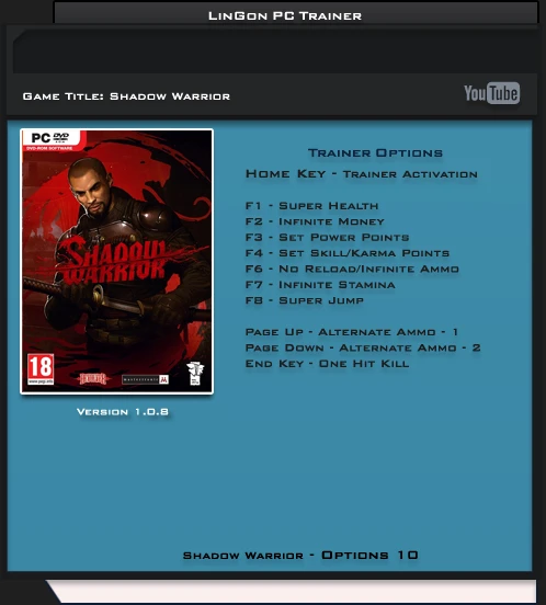 Shadow Warrior (2013): Трейнер/Trainer (+10) [1.08] {LinGon}