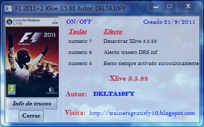 F1 2011: Трейнер (+2) [1.0: Xlive 3.5.88] {Delta10FY}