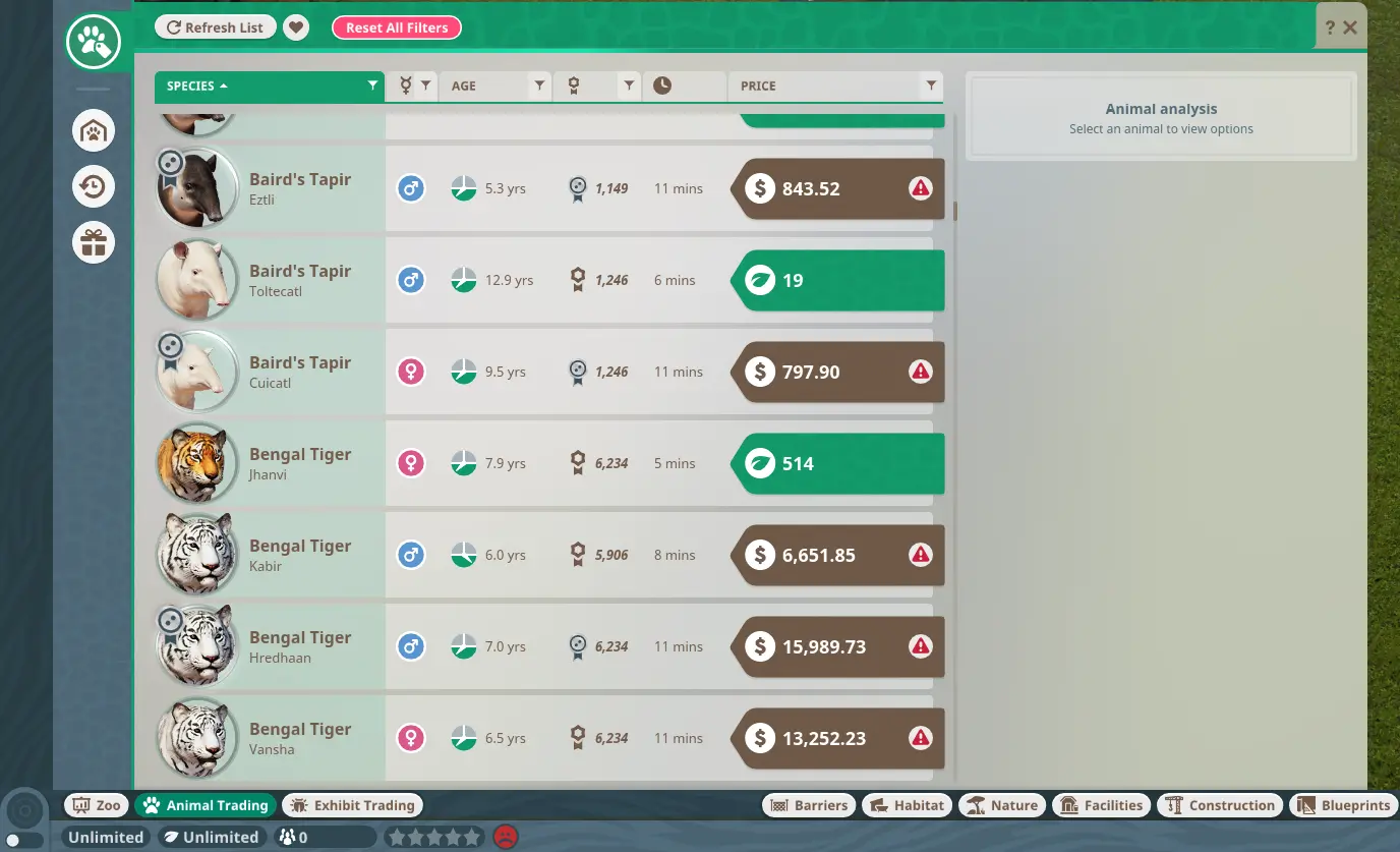 Planet Zoo "Увеличение шансов на окрасы животных"