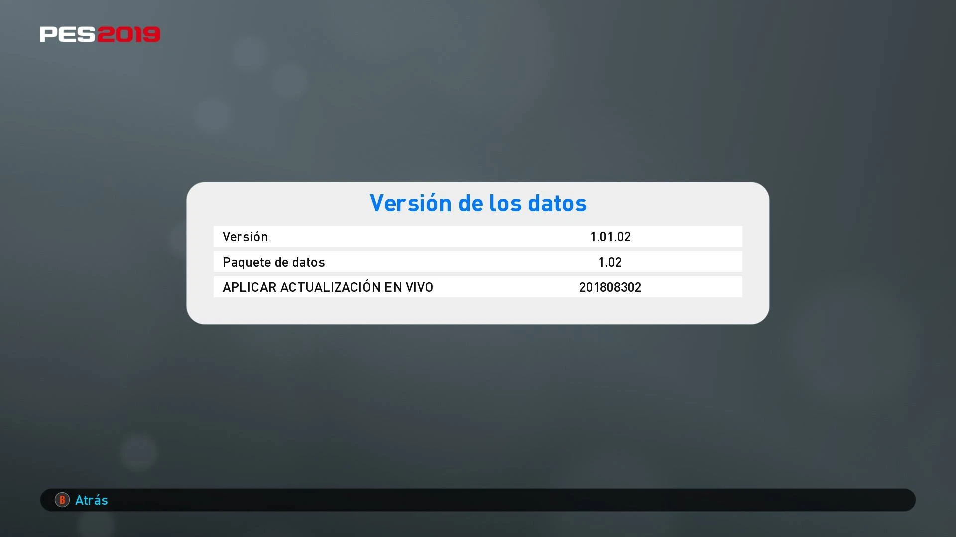 Pro Evolution Soccer 2019 "Official Patch 1.01.02 + Datapack 1.02"