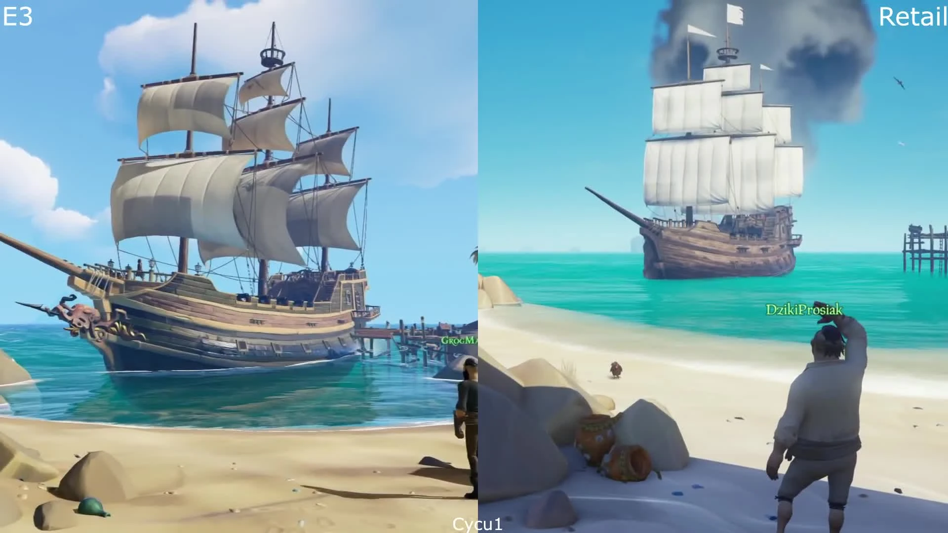 Сравнение графики - Sea of Thieves Трейлер с E3 2015 vs Релиз на Xbox One X