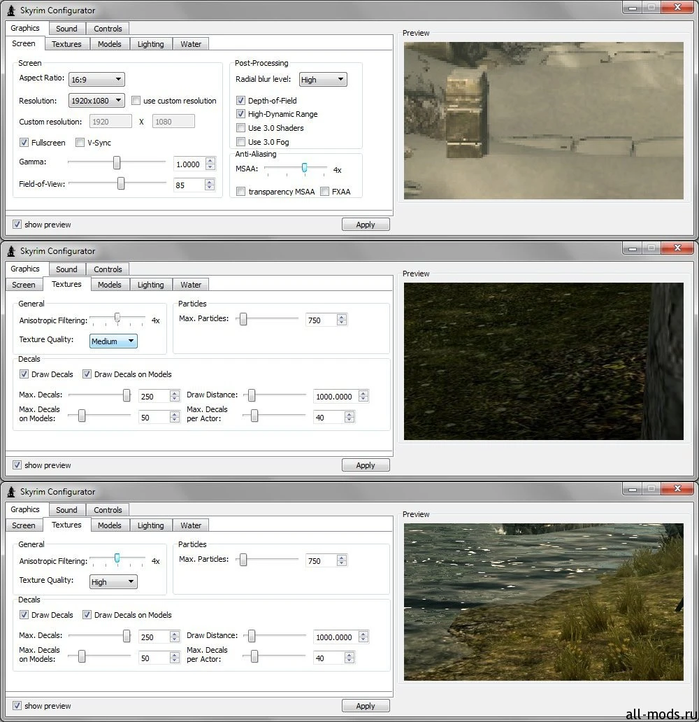 The Elder Scrolls V (TES 5): Skyrim: Редактор настроек  / Skyrim Configurator (Программа для детальной настройки игры) [1.0]