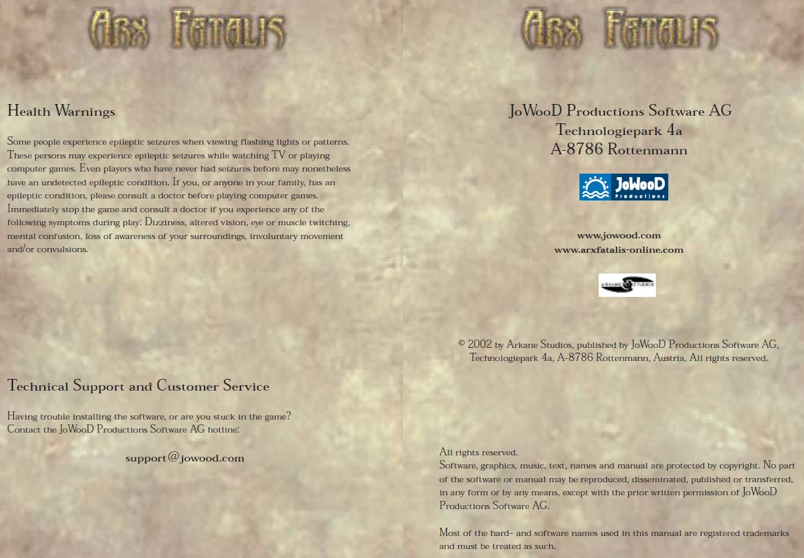 Arx Fatalis "Manual v1.18 (Eng - pdf)"