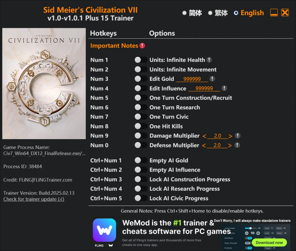 Sid Meier's Civilization 7 "Трейнер +15" [1.0 - 1.0.1] {FLiNG}