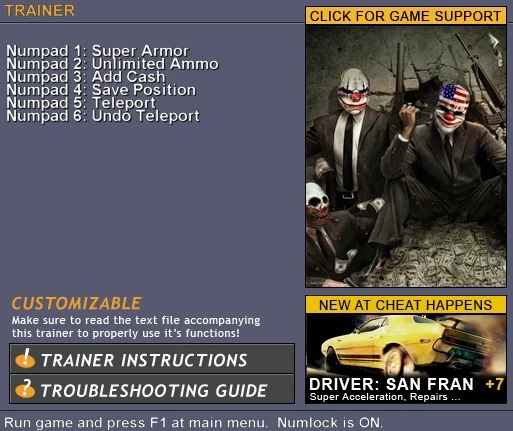 Payday: The Heist: Трейнер (+6) [1.0r2] {CH}