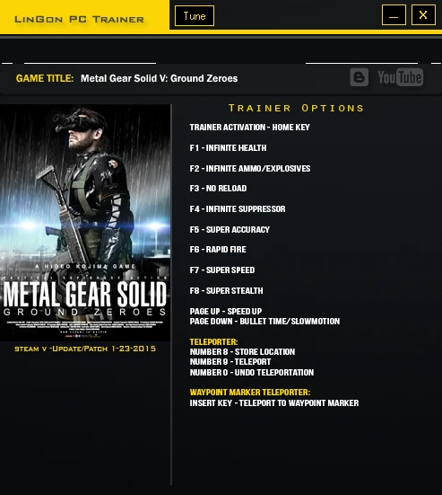 Metal Gear Solid 5 ~ Ground Zeroes: Трейнер/Trainer (+13) [Update 23.01.2015] {LinGon}