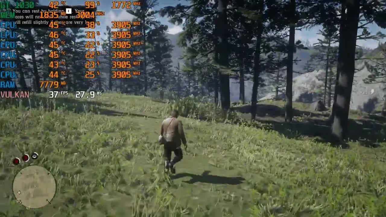 Тест Red Dead Redemption 2 на GT 1030 в 1080p, 900p, 720p