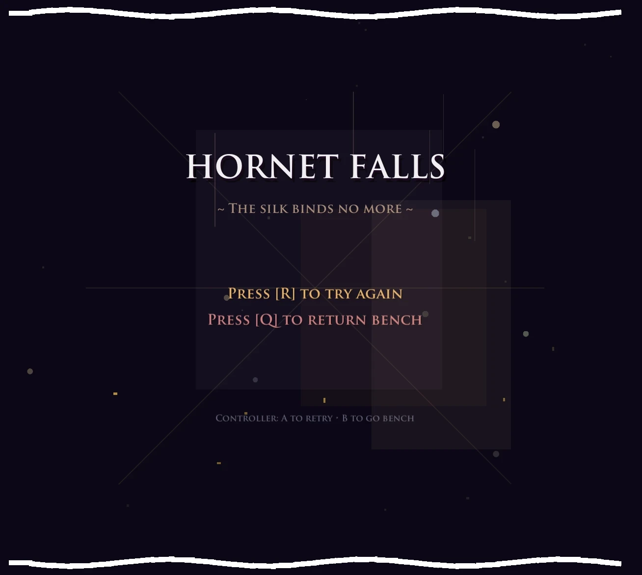 Hollow Knight: Silksong "Меню для повторной попытки битвы с боссом - Boss retry menu"