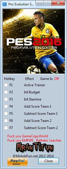 Pro Evolution Soccer 2016: Трейнер/Trainer (+4) [1.01] {MrAntiFun}