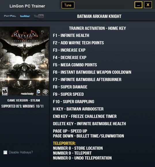 Batman: Arkham Knight: Трейнер/Trainer (+17) [UPD: 26.01.2022] {LinGon}