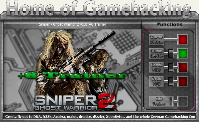 Sniper ~ Ghost Warrior 2: Трейнер/Trainer (+6) [1.09] {iNvIcTUs oRCuS / HoG}