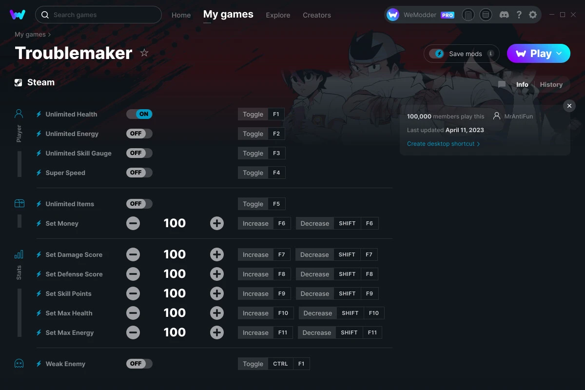 Troublemaker: Raise Your Gang "Трейнер +12" [UPD: 11.04.2023] {MrAntiFun / WeMod}