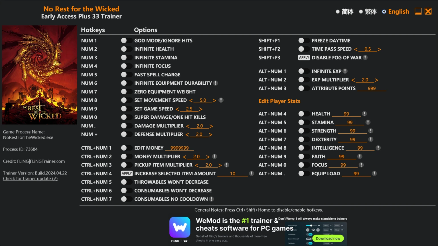 No Rest for the Wicked "Трейнер +33" [EA: 01.05.2025] {FLiNG}