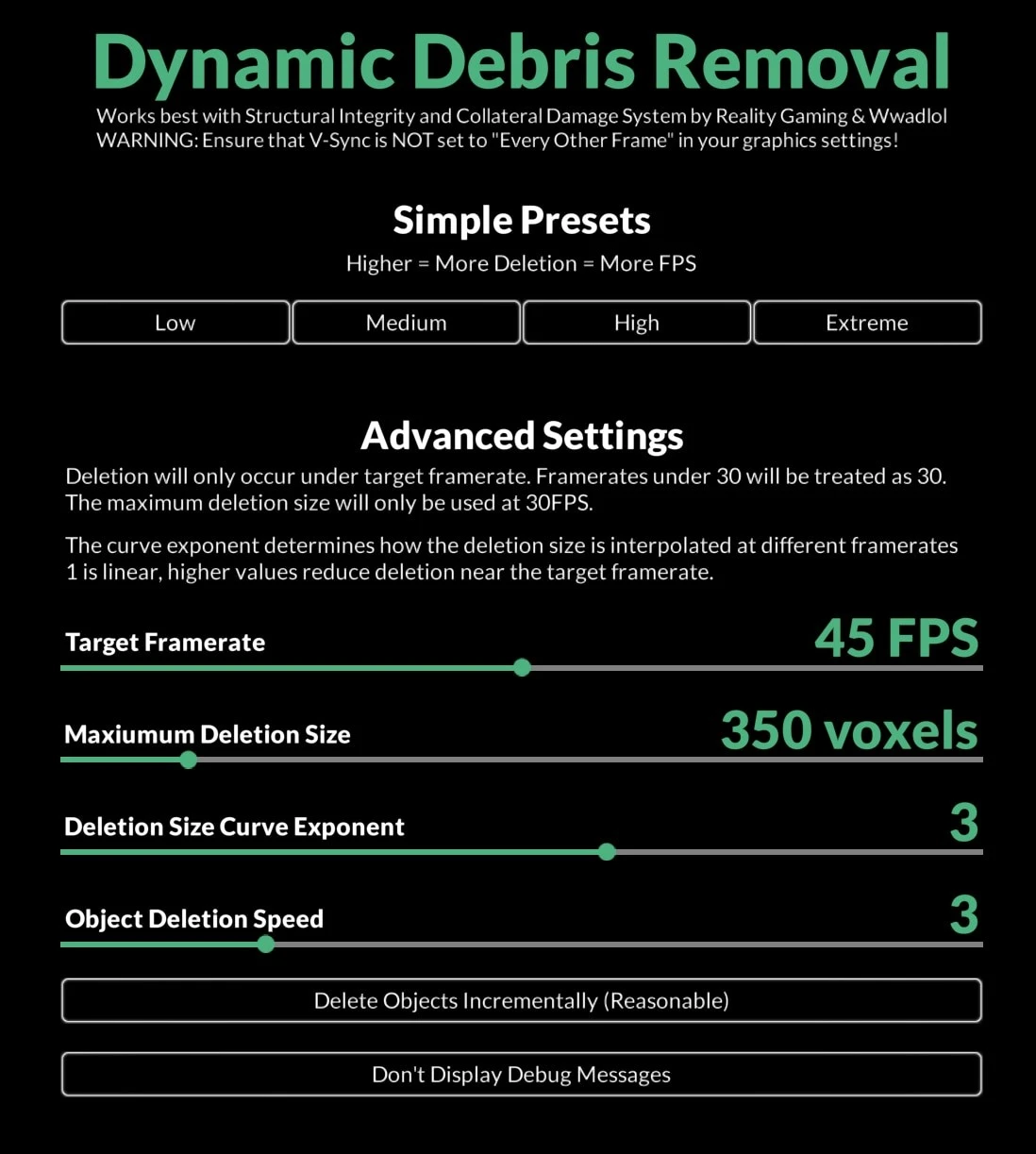 Teardown "Улучшение производительности - Dynamic Debris Removal"