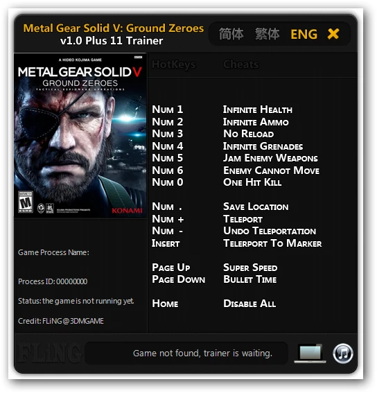 Metal Gear Solid 5: Ground Zeroes: Трейнер/Trainer (+11) [1.0] {FLiNG}